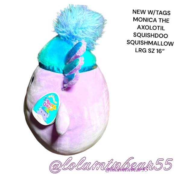 NEW W/TAGS MONICA THE AXOLOTIL SQUISHDOO SQUISHMALLOW LRG SZ 14” SQUISHY & CUTE - Picture 8 of 9